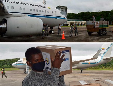 Avión presidencial FAC 0001 transporta 4,7 toneladas de ayuda humanitaria al Amazonas