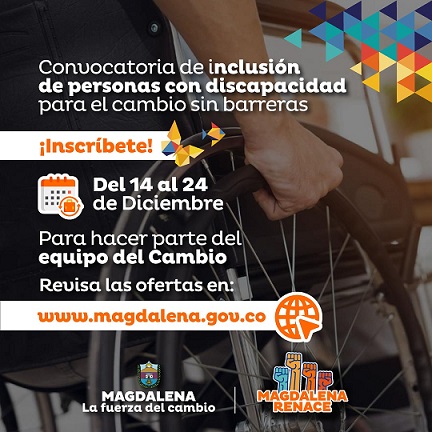 Abierta inscripción para convocatoria de personas con discapacidad en la Gobernación del Magdalena