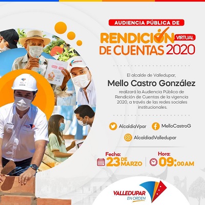 Alcalde de Valledupar,  Mello Castro realizará la rendición de cuentas el 23 de marzo