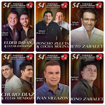 Poncho Zuleta, Beto Zabaleta, Iván Villazón, Churo Diaz, Elder Dayán y El Mono Zabaleta, confirmados en el 54 Festival Vallenato
