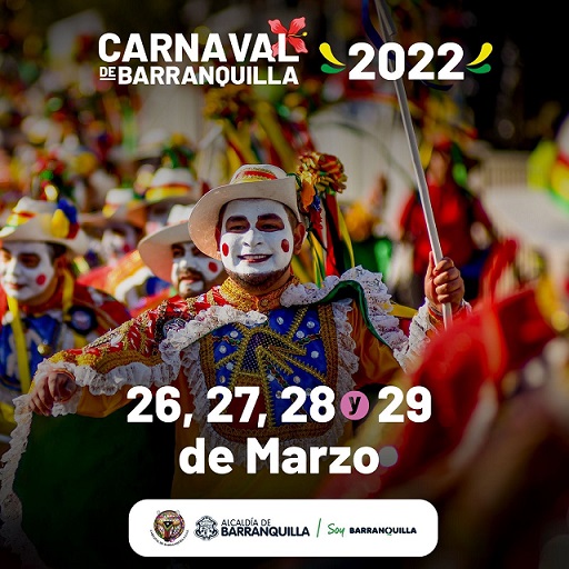El carnaval de Barranquuilla será los dias 26, 27, 28 y 29 de marzo