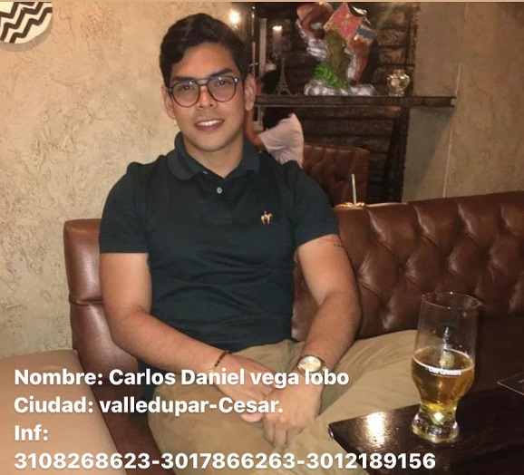 Joven universitario Daniel Vega Lobo, se encuentra desaparecido en el norte del Cesar