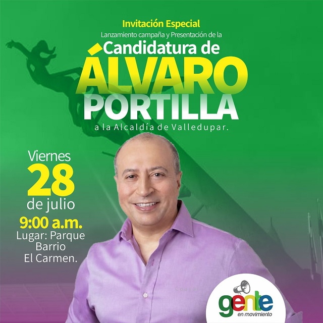 Álvaro Portilla oficializa su candidatura a la Alcaldía de Valledupar